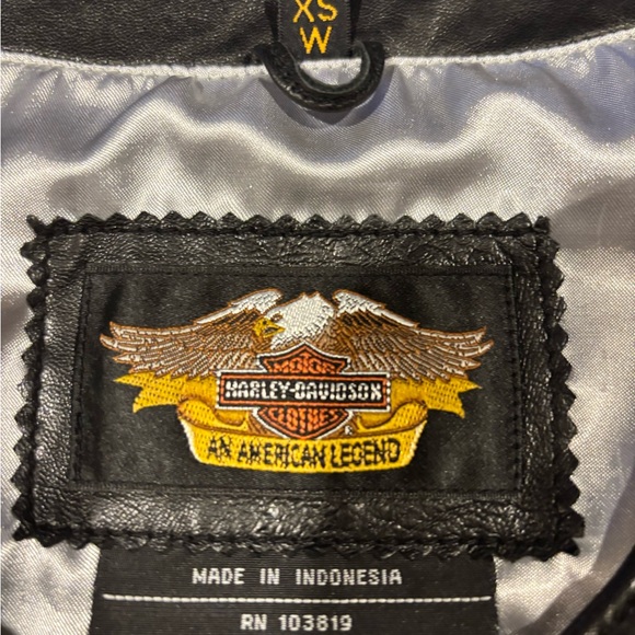 Vintage Harley Davidson Black Leather fancy ✨silver  Studded ✨Vest -XS-Zip front - Picture 3 of 16